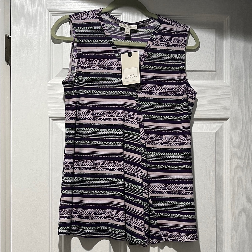 Dana Buchman Lavender and Black Patterned Tunic